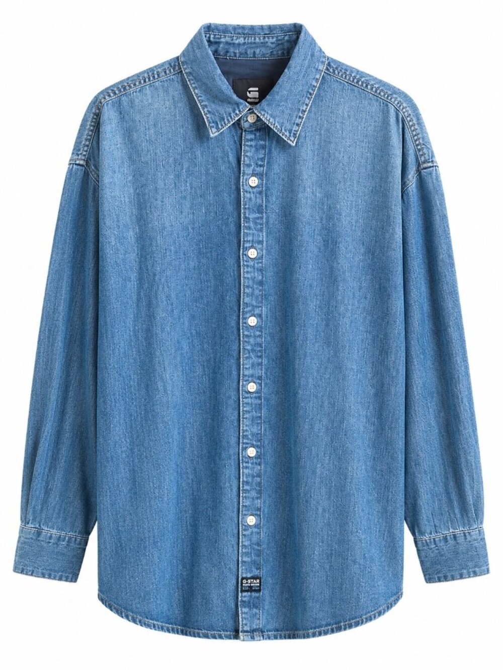 G-Star Raw Relaxed Denim Long Sleeve Pocketless Shirt Womens Faded Cricket Blue